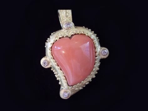 Coral Heart Pendant & Chain