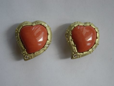 Large Coral Heart Earring