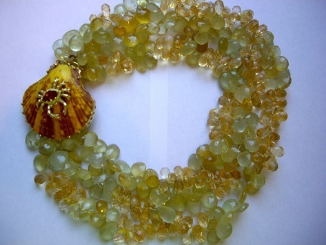 Natural Shell Clasp With Yellow Aqua/Citrine