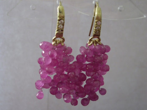 18k Pink Sapphire Briolet Earrings